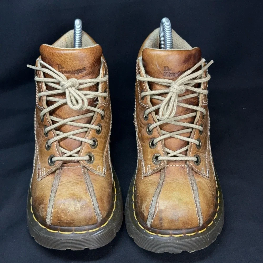 VTG Y2K Dr. Martens Leather Daisy Flower Power Boots Size 6 12281 Platform